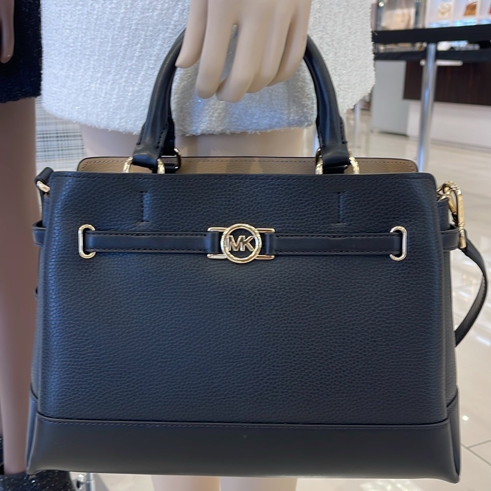 Michael Kors Mercer Large Top-Zip Belted Satchel Crossbody Center Zip Bag Purse